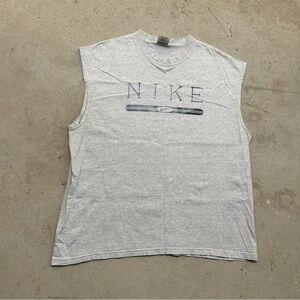Vintage 90s Nike Logo Graphic Sleeveless T-shirt Men’s XL Gray USA Crew Neck